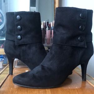 Fioni ✔️ Vintage ‼️80s-90s Black Velvet suede Pointed Toe Boots fleece lining